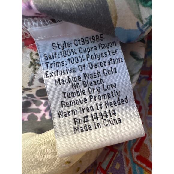 Johnny Was Multicolor Dolman Sleeve Tunic Eyelet Trim, Rayon Small - Picture 11 of 11